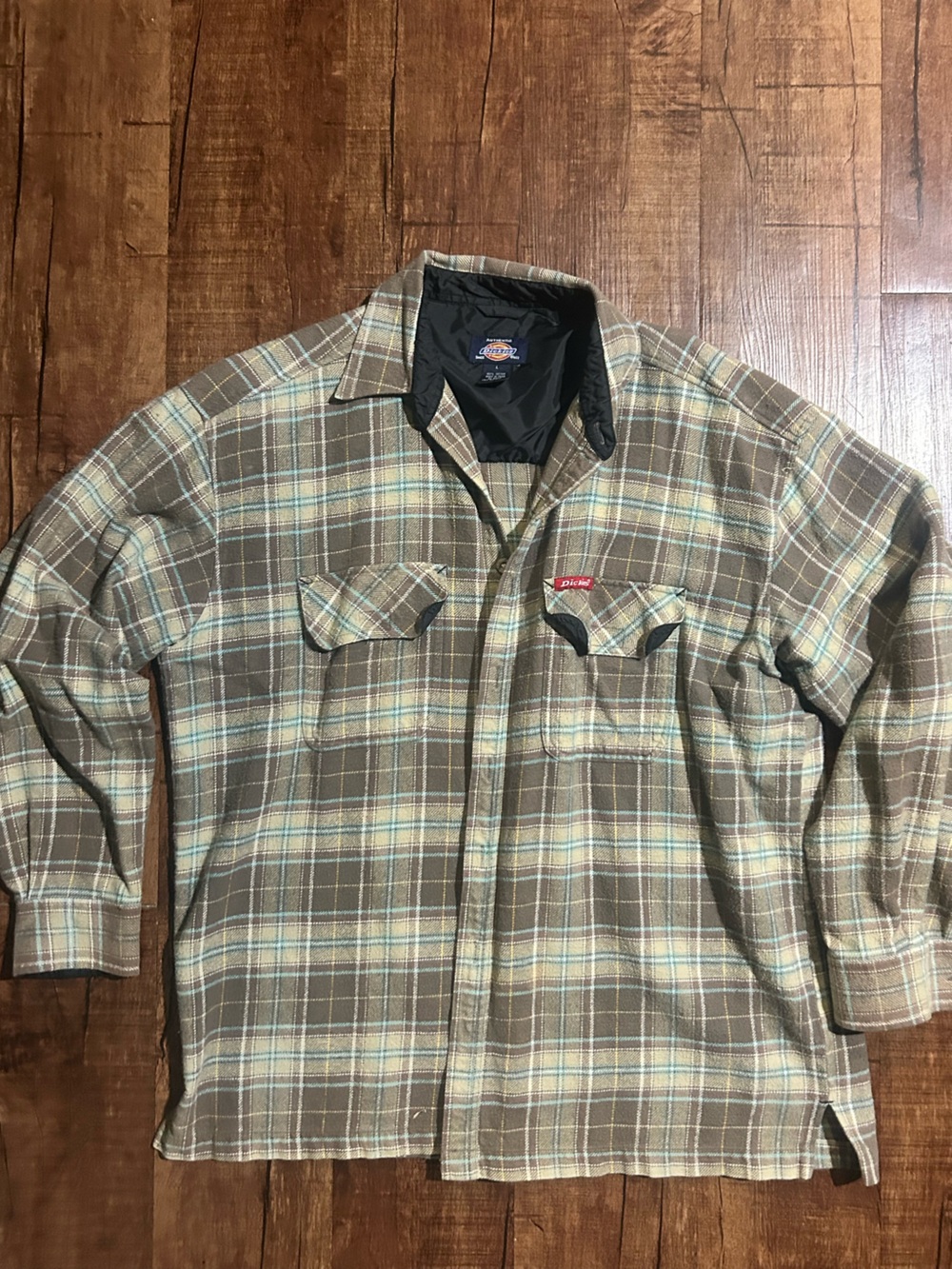 Dickies Brown Plaid Jacket with Light Blue Accents